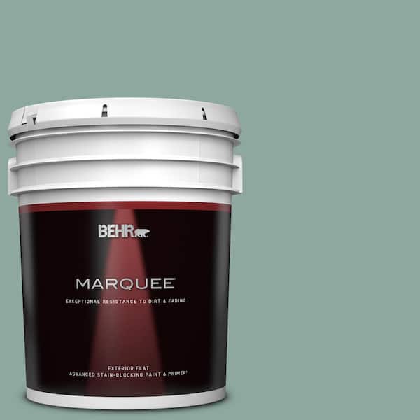 BEHR MARQUEE 5 gal. #S430-4 Green Meets Blue Flat Exterior Paint & Primer