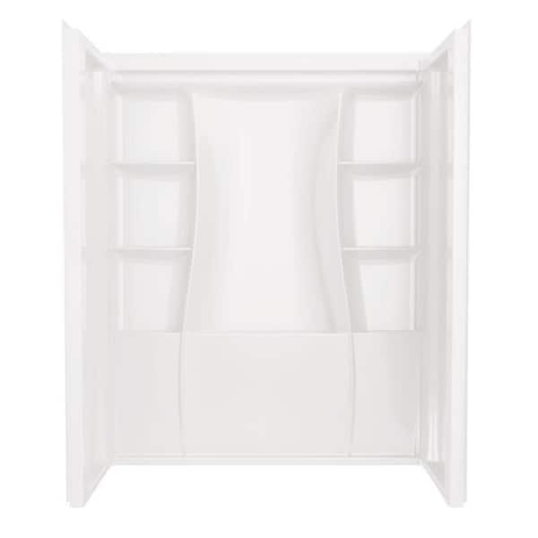 Delta Classic 500 60 in. W x 73.25 in. H x 30 in. D 3-Piece Direct-to-Stud Alcove Shower Surrounds in High Gloss White