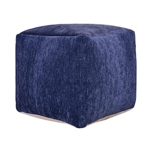 Set di 3 pouf Rondeo in velluto blu