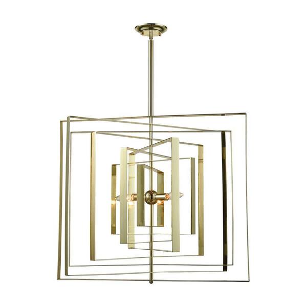 Titan Lighting Synchrony 3-Light Gold Plate Square Chandelier