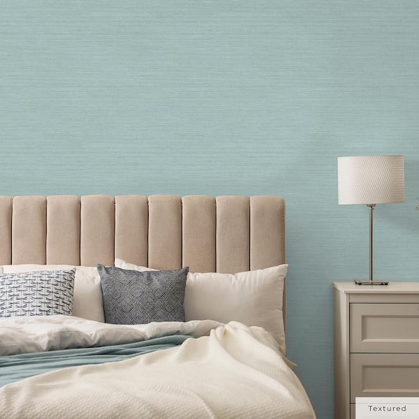Seaglass Faux Horizontal Grasscloth Vinyl Peel and Stick Textured Wallpaper Roll (Covers 28 sq. ft.)