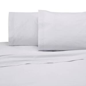 3-Piece White Solid 225 Thread Count Cotton Blend Twin Sheet Set