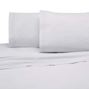 4-Piece White Solid 225 Thread Count Cotton Blend King Sheet Set