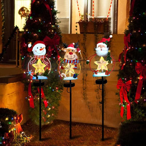 OGETFUUR 3-Pack Christmas Stake Decor with LED Lights, Waterproof