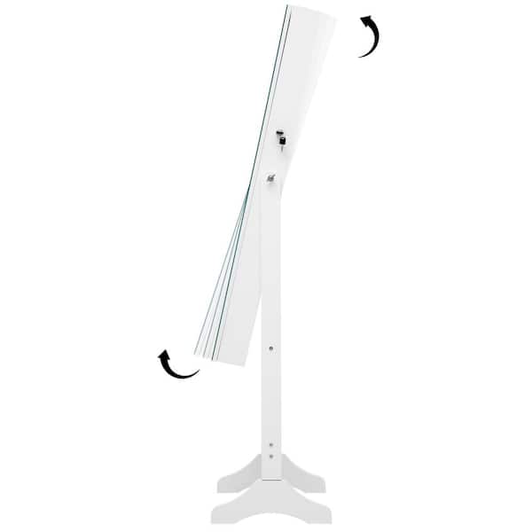 Unbranded White Jewelry Armoire Mirror Cabinet with LED Lights 61 in. H x 15.8 in. W x 14.4 in. D
