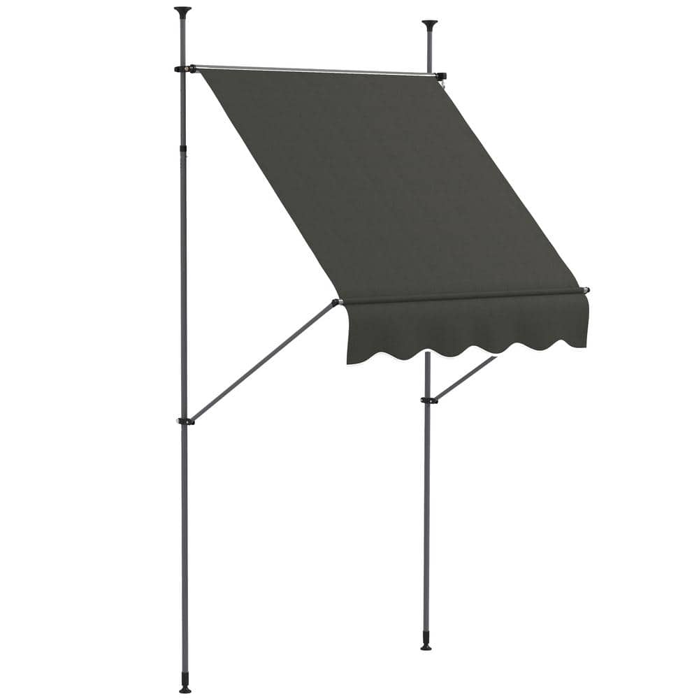 Dark Gray Aluminum Frame Retractable Patio Awning with UV Resistant Fabric