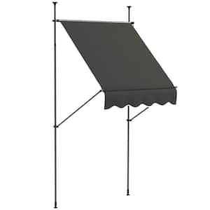 47.25 in. Aluminum Frame Polyester Non-Screw Freestanding Retractable Awning 59 W x 47.25 D in. Projection in Dark Gray