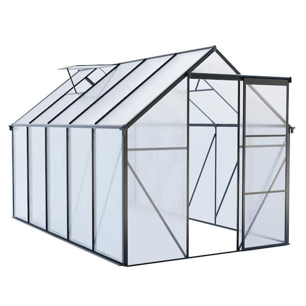 IMAGACFUN 75 in. W x 122 in. D x 77 in. H Aluminum Heavy Duty Black Greenhouse