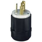 30 Amp 125-Volt Locking Grounding Plug, Black/White