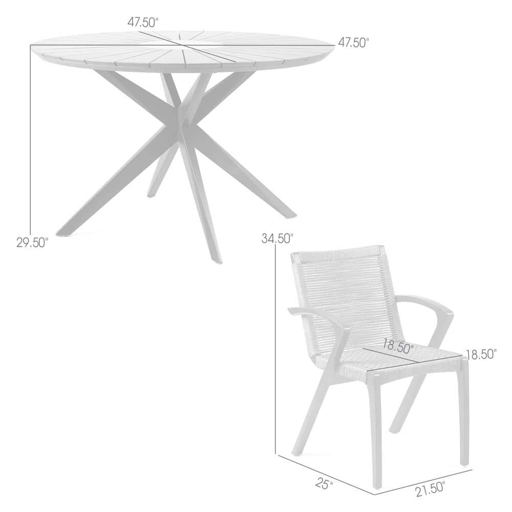 Light Eucalyptus and Concrete Outdoor Dining Set with Rope Chairs