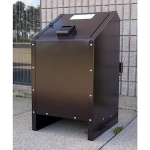 34 Gal. Metal Animal Proof Trash Can in Brown