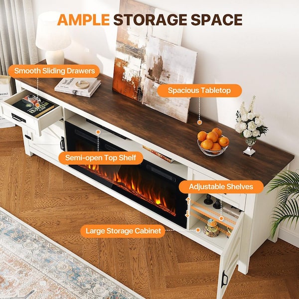 Sizzim 70 in. Freestanding Engineered Wood Electric Fireplace TV
