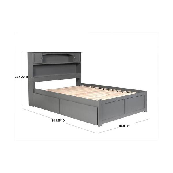 Afi Newport Grey Full Platform Bed With, Full Platform Bed With Headboard And Storage