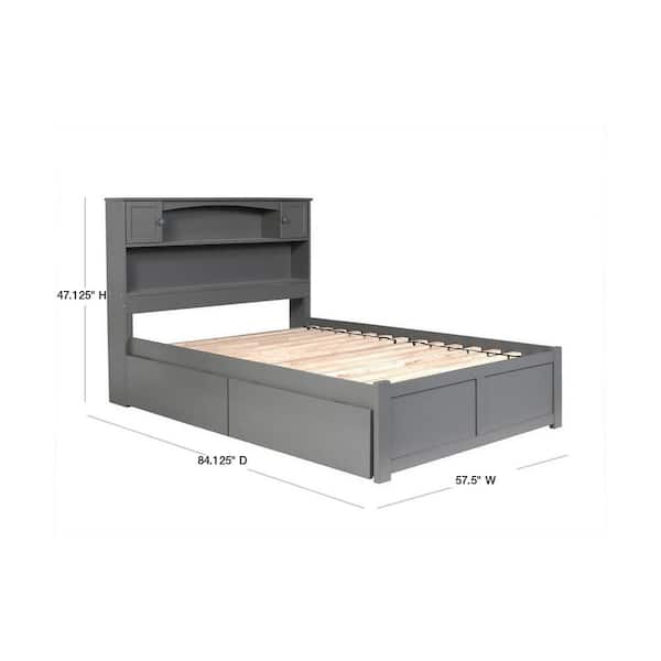 Atlantic Furniture Newport Grey Full, Platform Bed With Storage Headboard