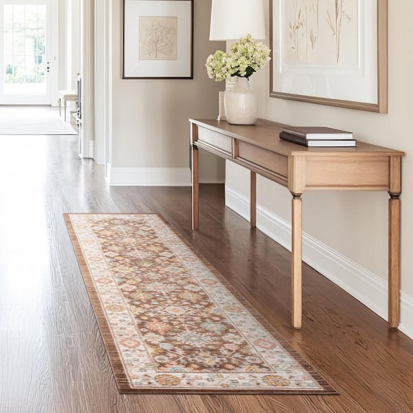 Crestwood Brown 2 ft. x 8 ft. Oriental Indoor Area Rug