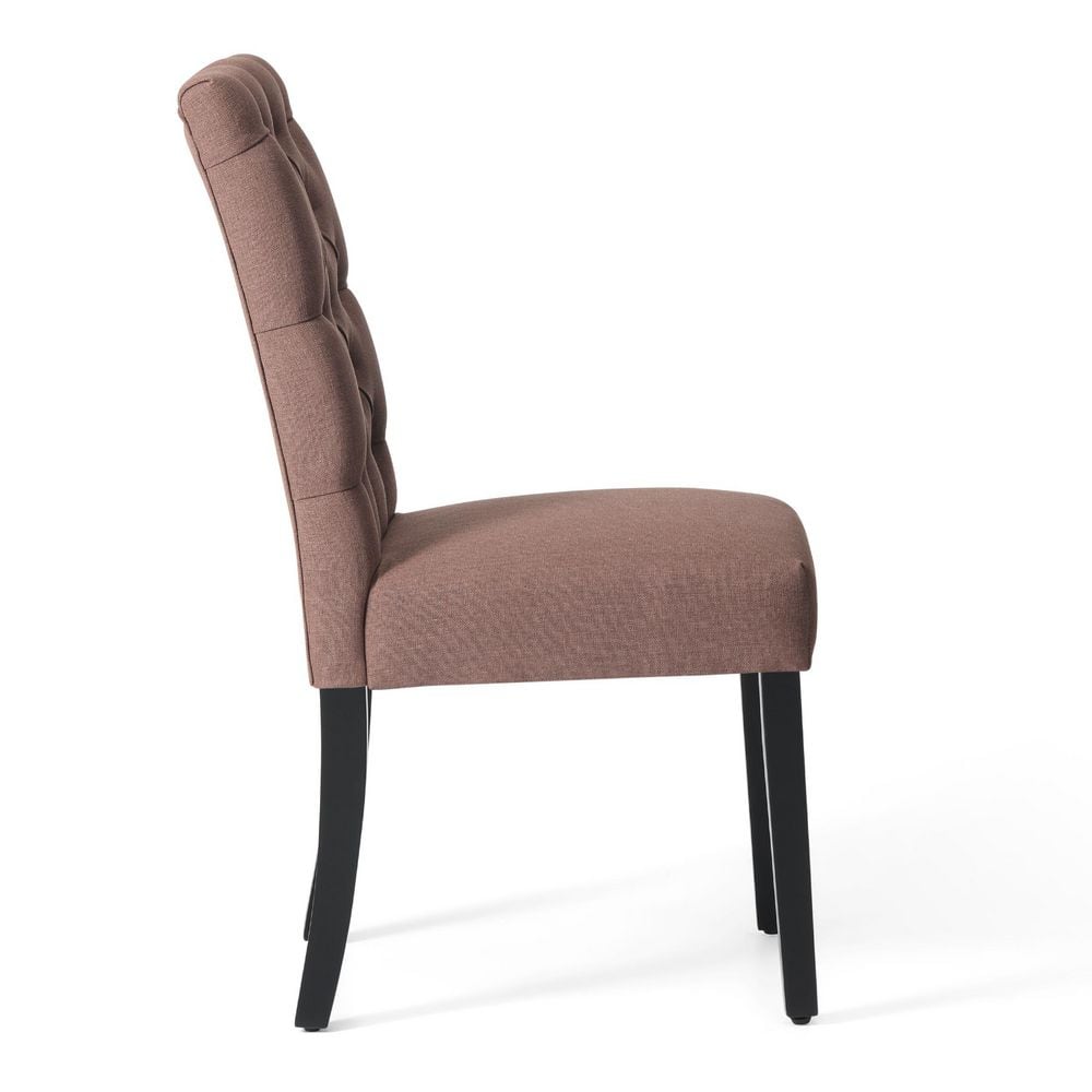 Westin Classic Button Tufted Linen Side Chair in Brown