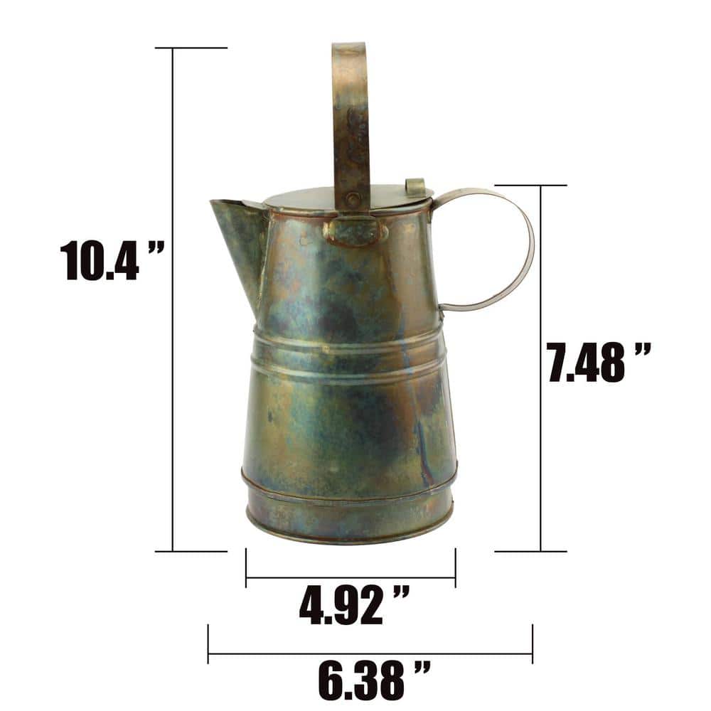 7.5 Inch Rustic Weathered Metal Pitcher with Handles