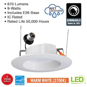 5 in./6 in. 2700K Warm White Integrated LED Recessed Trim Downlight 670 Lumens Wet Rated Dimmable (12-Pack)