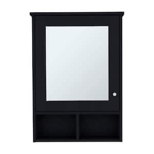 20.9 in. W x 6.6 in. D x 29 in. H Black Wall Mount Bathroom Storage Cabinet with Mirror Door and 3 Shelves