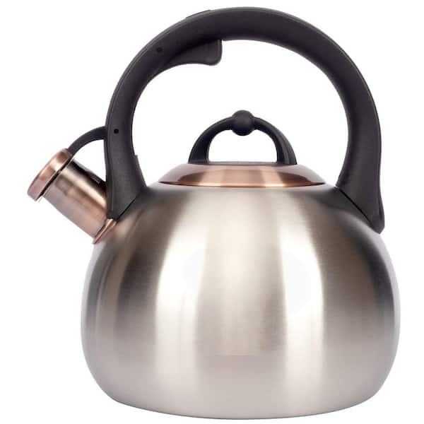 8-Cup 3.1 qt. Silver Food Grade Stainless Steel Stovetop Tea Kettle, One-hand Trigger Teapots, Perfect Whistling Sound