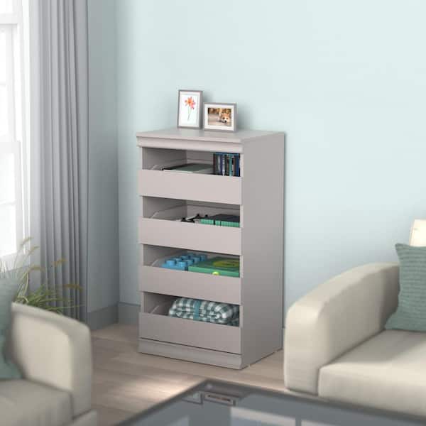 21.39 in. W Smoky Taupe Modular Storage Stackable Unit with 4-Drawers