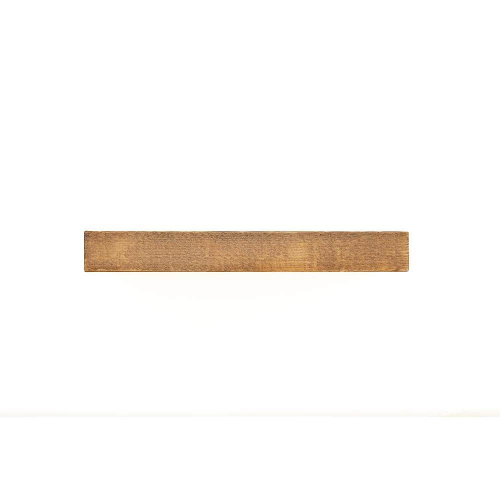 48" Medium Wood Floating Wall Shelf with White Pine Finish
