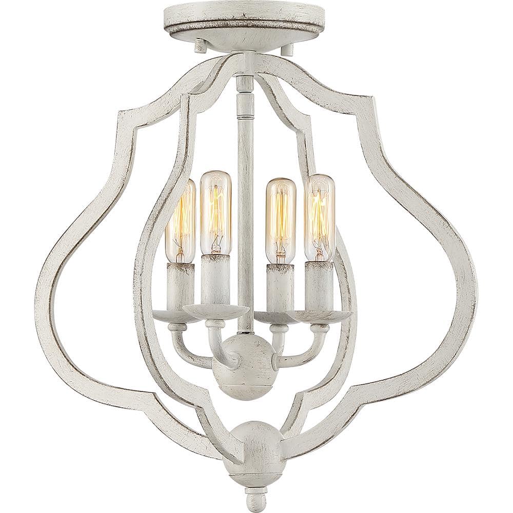 O'Keefe 15 in. 4-Light Antique White Semi-Flush Mount price history on PriceWatchPro