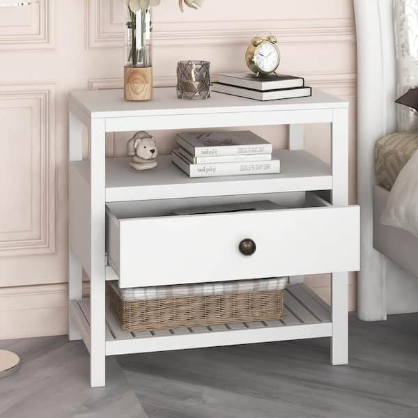 Buy 【US Stock】 Wooden White Bedside Table Bedroom Lifting Side Table with 2  Drawers,Industrial Nightstand Storage Cabinet Organizer Small Modern End  Table for Bedroom Living Room Office,Wood Color (Yellow Pear Wood) Online