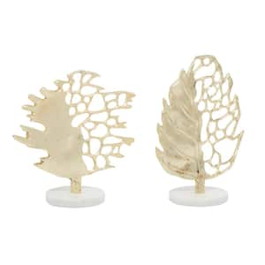 Gold Aluminum Leaf Sculpture (Set of 2)