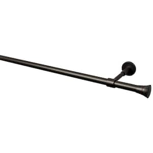 20 MM 63 in. Intensions Single Curtain Rod Kit in Anthracite with 2-Rib Finials and Adjustable Brackets