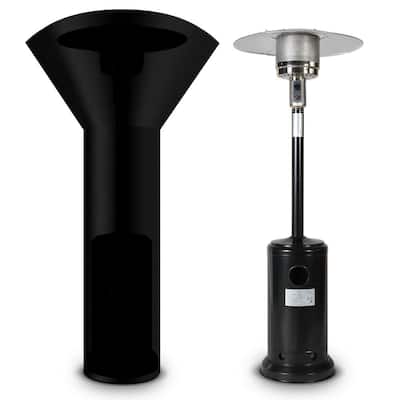 46000 BTU Black Powder Coated Iron Flame Propane Patio Heater with Wheels and Cover Included