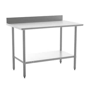 Stainless Steel Metal 48 in. Kitchen Prep Table with Shelf