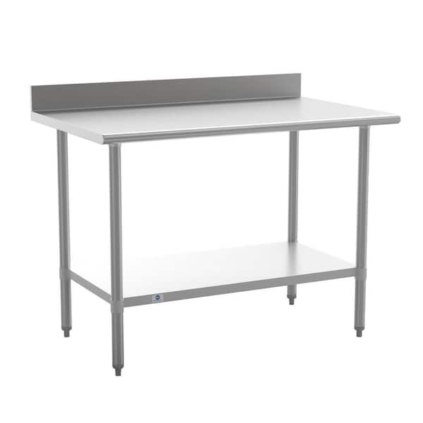 Carnegy Avenue Stainless Steel Metal 48 in. Kitchen Prep Table with Shelf