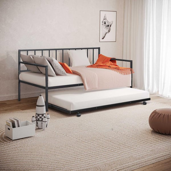 Furniture of America Zill Black Twin Daybed with Trundle
