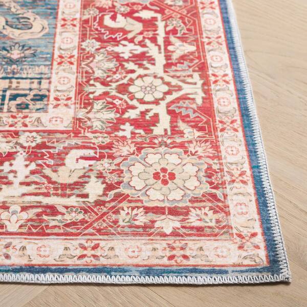 SAFAVIEH Distressed Tapijt voor woonkamer, eetkamer, slaapkamer - Madison Collection, korte pool, oranje en ivoor, 122 x 183 cm