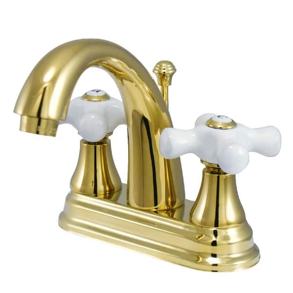 English Vintage 4 in. Centerset 2-Handle Bathroom Faucet in Polished Brass