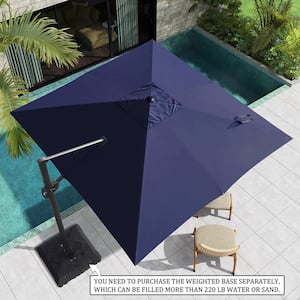 11 ft. x 11 ft. Heavy-Duty Frame Cantilever Single Square Outdoor Offset Umbrella in Navy Blue