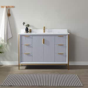 Granada 48 in. W x 22 in. D x 33.8 in. H Bath Vanity in Paris Grey with White Composite Stone Countertop Without Mirror