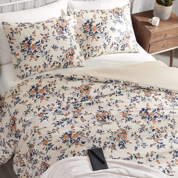 Southern deals Living Avalon F/Q 100% Linen Beige Floral Duvet Cover Set NEW $459