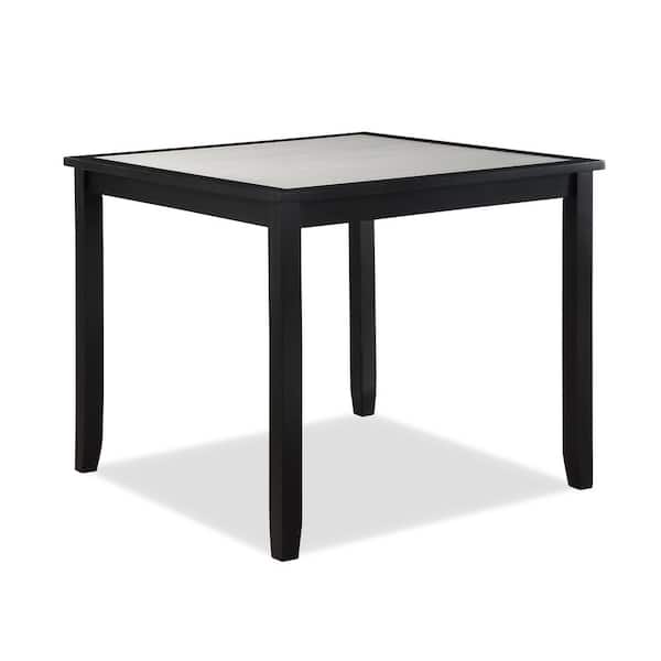 5-Pieces Dark Brown Counter Height Set Square Table Upholstered Chairs 2-Tone Dark Brown Finish Wooden Bedroom Furniture