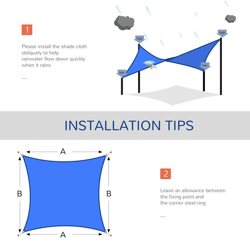 Outsunny 24' Blue Square UV Resistant Sunshade Canopy