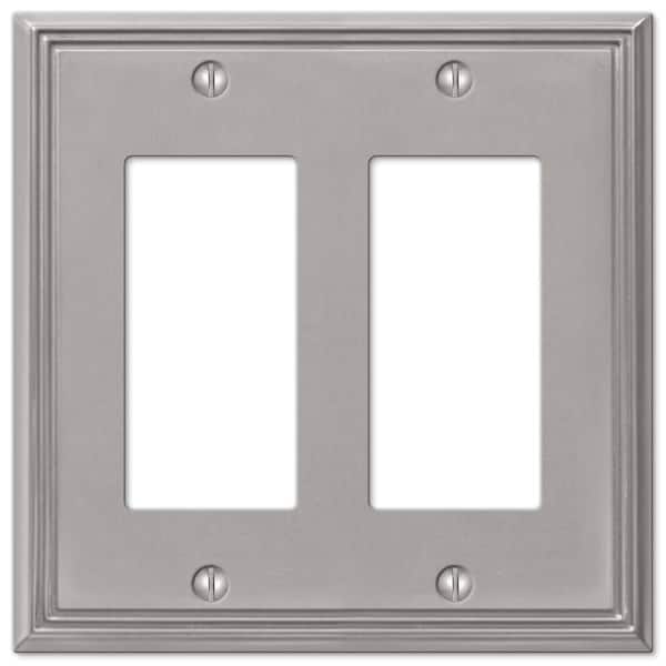 Rhodes 2 Gang Rocker Metal Wall Plate - Brushed Nickel