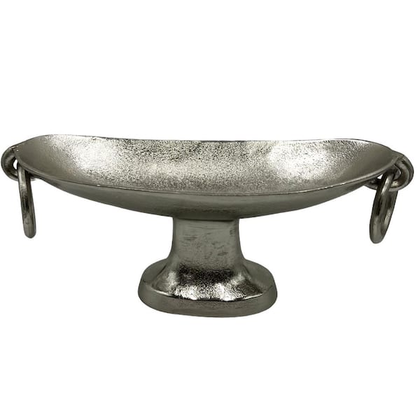 20 in. Decorative Aluminum Crescent Bowl in Nickel