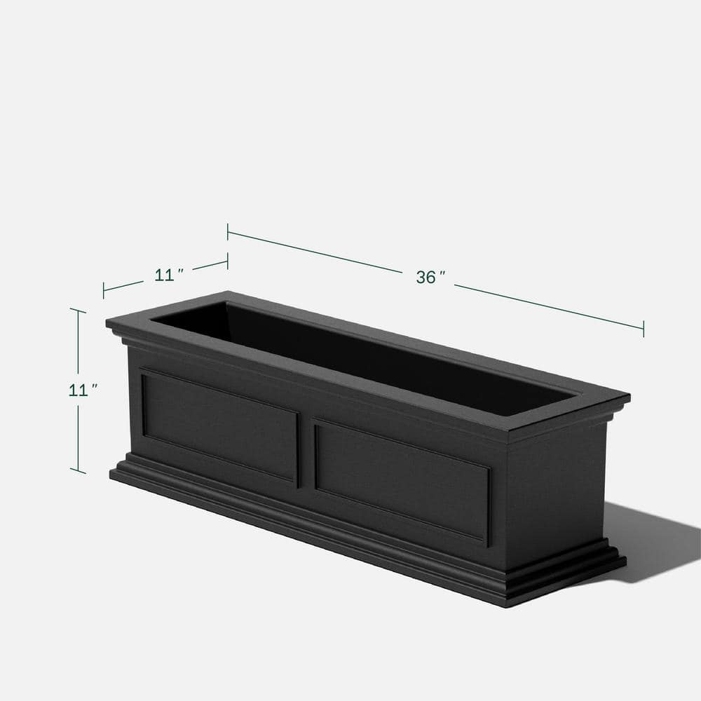 Brixton Black Recycled Plastic 36" Window Box Planter
