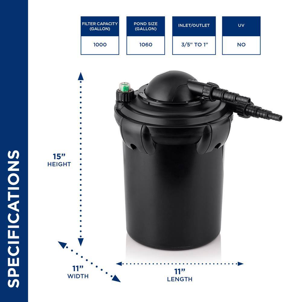 Black 15" Bio-Pure Pressure Pond Filter with Indicator
