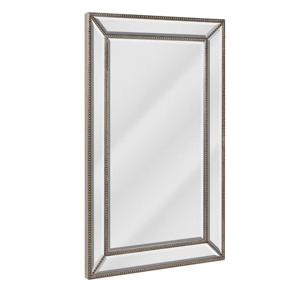 Head West 30 in. W x 18 in. H Champagne Silver Metro Beaded Glass Framed Vanity Mirror