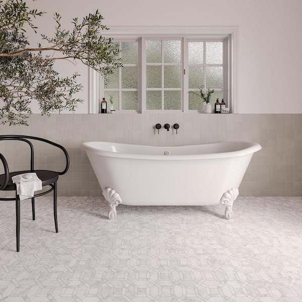 Sahara Square 4 in. x 4 in. Matte Grey Porcelain Mosaic Tile (4.84 sq. ft./Case)