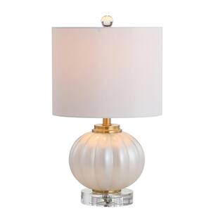 Pearl 17.5 in. Glass/Crystal LED Table Lamp, White/Brass Gold