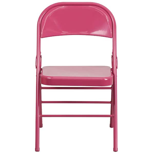 Shockingly Fuchsia Metal Folding Chair (4-Pack)