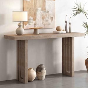 59 in. Natural Rectangle Wood Console Table